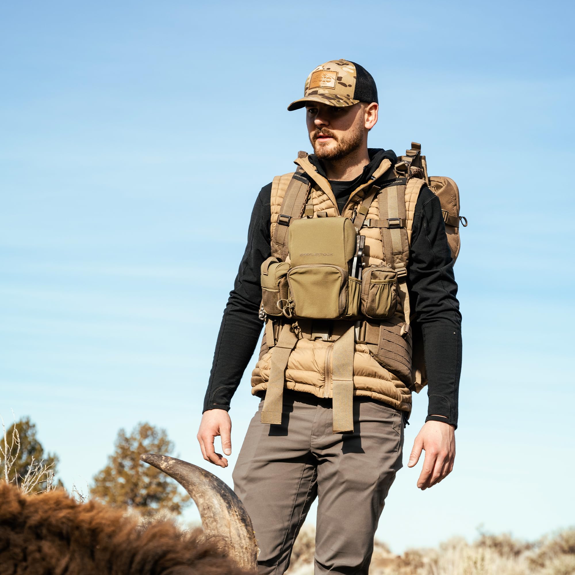 Eberlestock Bravo Modular Bino Pack – Magnetic-Free Hunting Binocular Harness with Quiet Shock Cord Closure – MOLLE Compatible – Breathable Air-Mesh Straps – Mountain, Small - Image 6