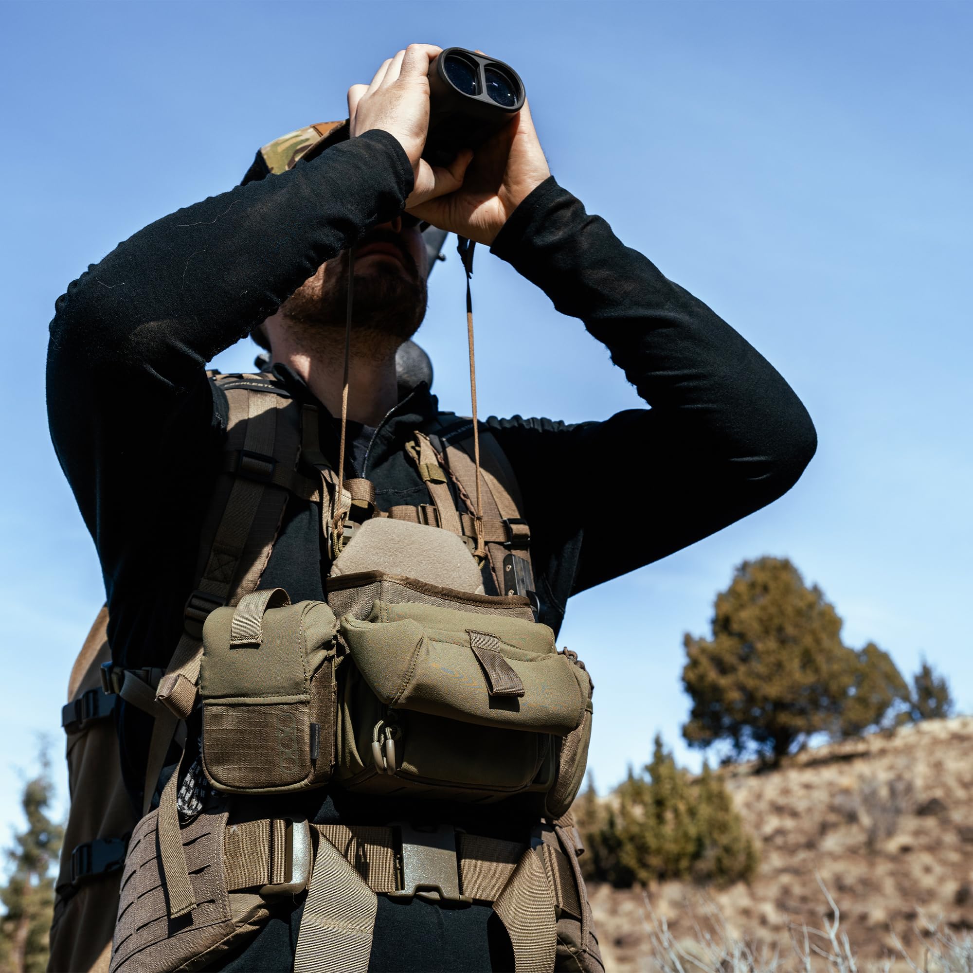 Eberlestock Bravo Modular Bino Pack – Magnetic-Free Hunting Binocular Harness with Quiet Shock Cord Closure – MOLLE Compatible – Breathable Air-Mesh Straps – Mountain, Small - Image 8