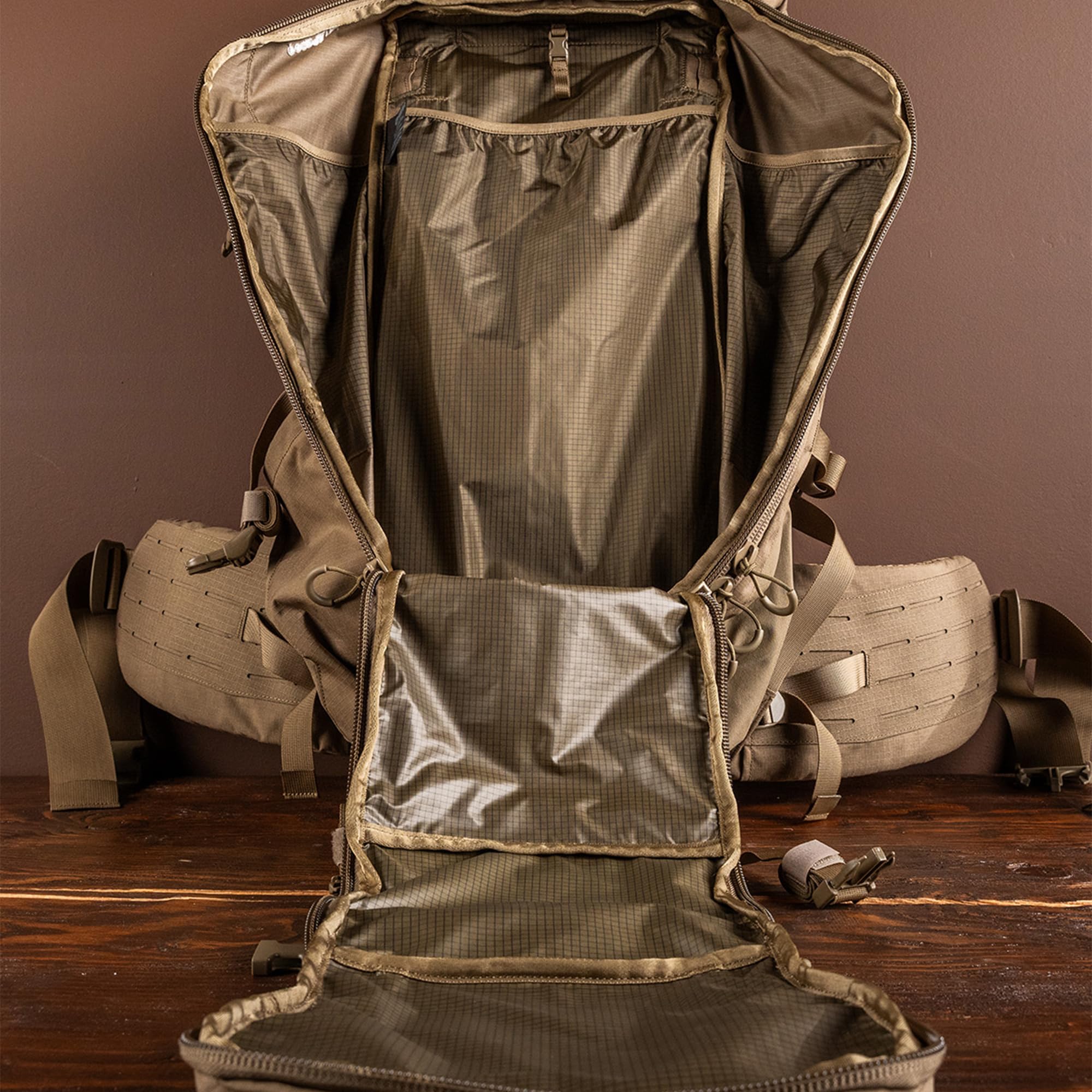 Eberlestock Brute 3500 Hunting Pack – Internal Frame Backpack with Cradle Hip Belt, Contour Shoulder Harness, 3500ci Capacity for 1–2 Day Hunts – Dry Earth - Image 4