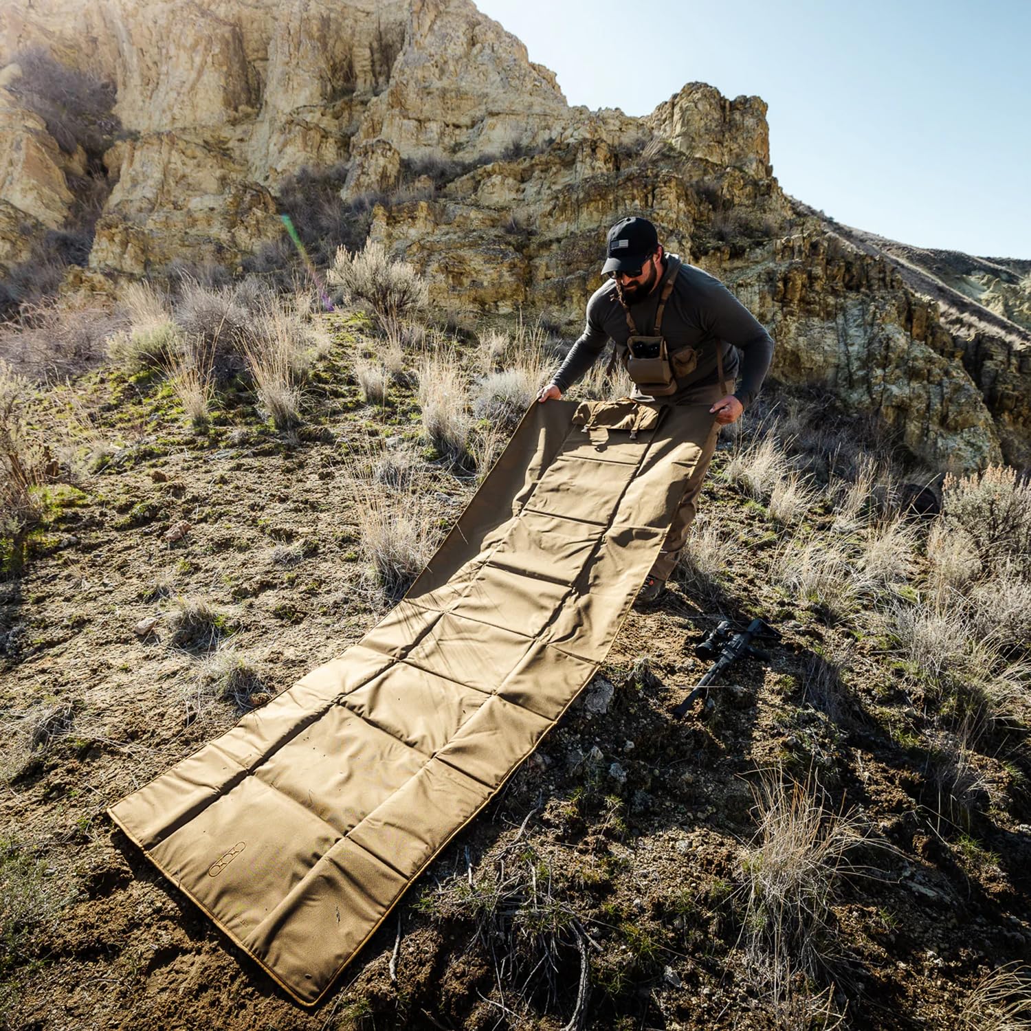Eberlestock Dirt Nap Shooting Mat - Prone Shooting Position Cover - Superior Comfort - 94" x 34" - Coyote - Image 5