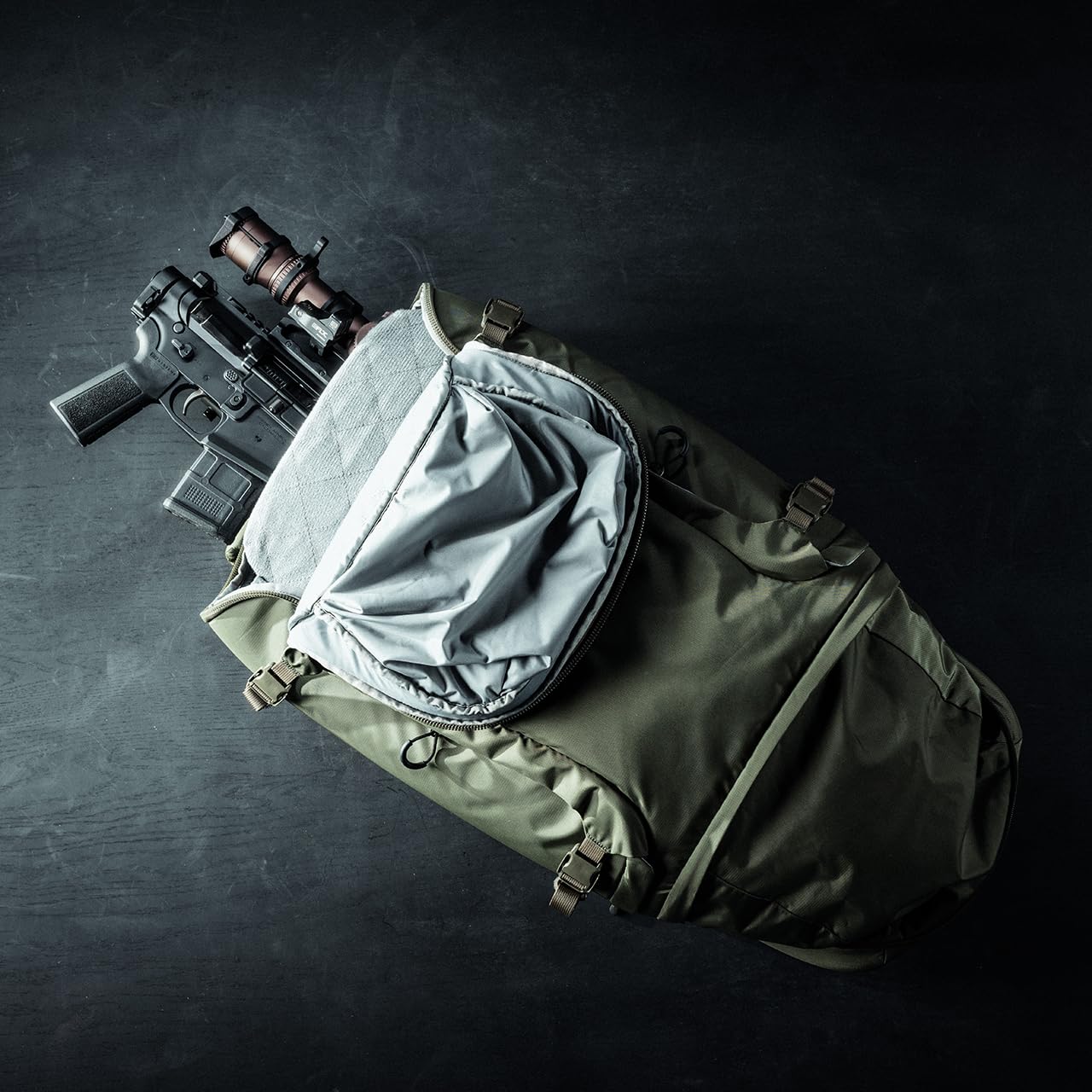 Eberlestock Fade Adapt Pack - EDC Backpack with Expandable Scabbard - Quick Disconnect Weapon Retention Strap - 2,545 C.I. - Olive - Image 4